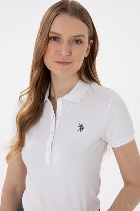 پولوشرت سفید زنانه پنبه ای U.S. Polo Assn. - کد 904904159