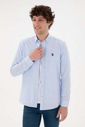 پیراهن آبی مردانه یقه پیراهنی U.S. Polo Assn. - کد 866218635