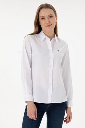 پیراهن سفید زنانه یقه پیراهنی U.S. Polo Assn. - کد 854038220