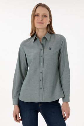 پیراهن سبز زنانه یقه پیراهنی U.S. Polo Assn. - کد 862432375