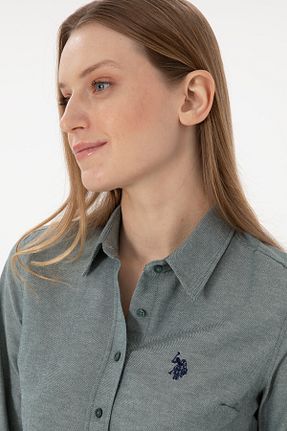 پیراهن سبز زنانه یقه پیراهنی U.S. Polo Assn. - کد 862432375
