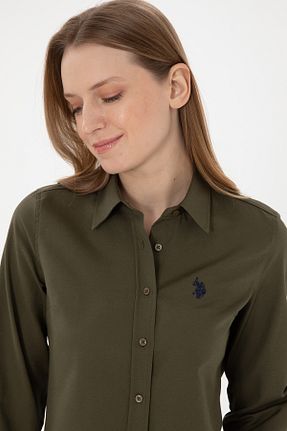 پیراهن خاکی زنانه یقه پیراهنی U.S. Polo Assn. - کد 866168572