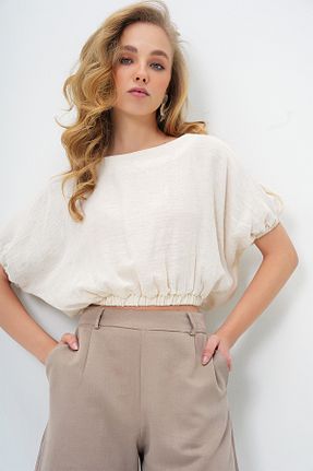 بلوز بژ زنانه ساده Trend Alaçatı Stili - کد 903472073