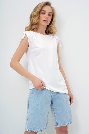 تیشرت سفید زنانه Relaxed Trend Alaçatı Stili - کد 903472130