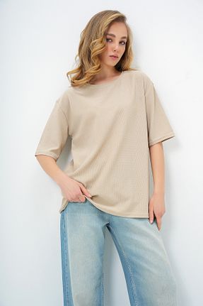 تیشرت بژ زنانه رگولار Trend Alaçatı Stili - کد 903022212