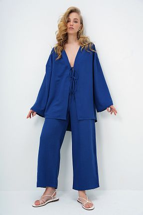 ست بالاتنه و پائین تنه سرمه ای زنانه بافتنی Trend Alaçatı Stili - کد 903472192
