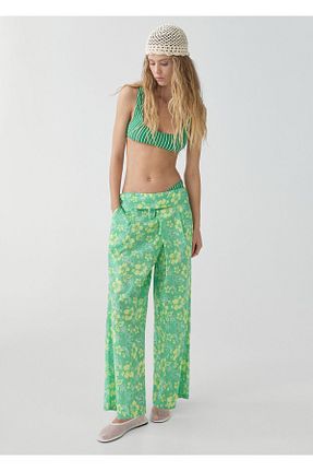 شلوار سبز زنانه بافتنی MANGO - کد 863645121