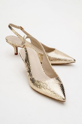 کفش پاشنه بلند کلاسیک طلائی زنانه چرم مصنوعی luvishoes - کد 689131729