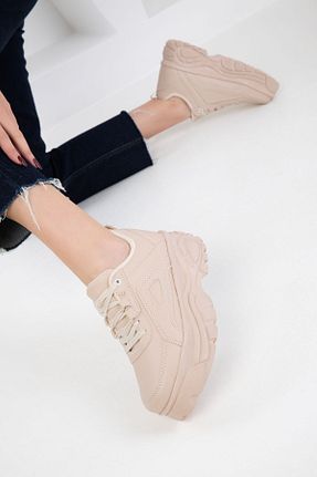 کفش اسنیکر بژ زنانه بند دار SOHO - کد 858323536