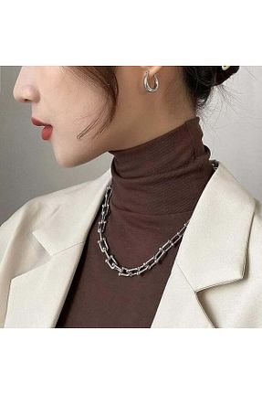 گردنبند استیل ( فولاد ) طوسی زنانه استیل ضد زنگ Genel Markalar - کد 902899113