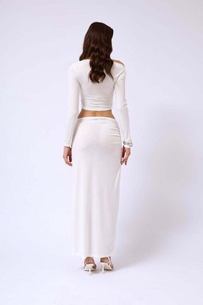 بلوز سفید زنانه یقه قایقی Maxi modena - کد 902968359