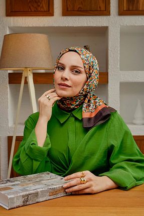 شال قهوه ای زنانه پنبه پلی استر AFVENTE - کد 816396910