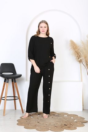 ست بالاتنه و پائین تنه سایز بزرگ مشکی زنانه بافتنی XL Modam - کد 904161177