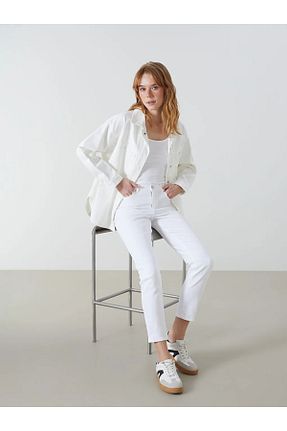 شلوار سفید زنانه الاستین LC Waikiki - کد 902982886