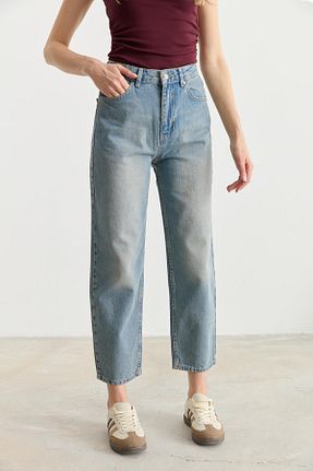 شلوار جین متالیک زنانه پاچه لوله تفنگی Qutu Butik - کد 903008612