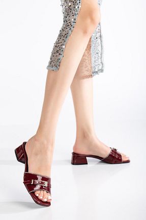 دمپائی زرشکی زنانه پاشنه ضخیم SUİNS SHOES - کد 903020878