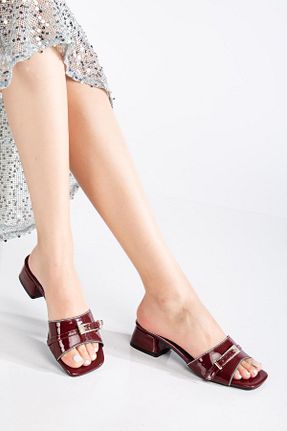 دمپائی زرشکی زنانه پاشنه ضخیم SUİNS SHOES - کد 903020878