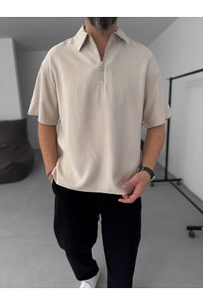 تیشرت بژ مردانه اورسایز BYBASICMAN - کد 903026761
