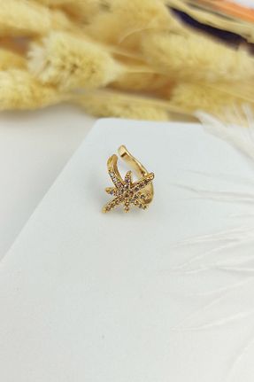 گوشواره غضروفی جواهر طلائی زنانه استیل ضد زنگ Çlk Accessories - کد 154290953