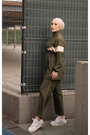 ست گرمکن حجاب خاکی زنانه رگولار Wovi - کد 904215415