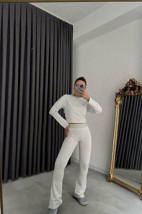 ست بالاتنه و پائین تنه طوسی زنانه بافتنی Aventien - کد 903054333