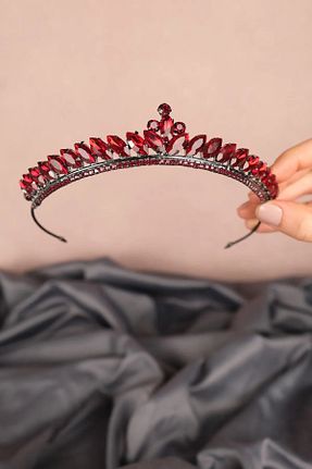 تاج زرشکی زنانه سنگ کریستال LÜX Tasarım - کد 903050183