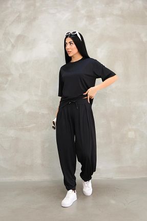 ست بالاتنه و پائین تنه مشکی زنانه بافت 02Lady Fashion - کد 903099492