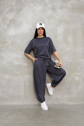 ست بالاتنه و پائین تنه طوسی زنانه بافت 02Lady Fashion - کد 903099630