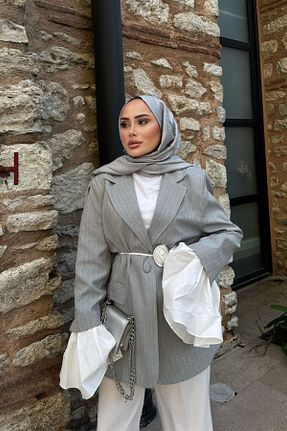 کت بلیزر طوسی زنانه پارچه RAFEN STORE - کد 903163089