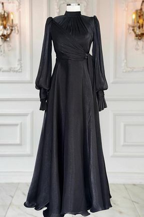 لباس مجلسی حجاب مشکی زنانه یقه ایستاده TRENDTESETTÜR - کد 903173729
