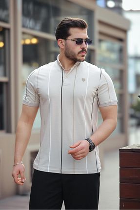 پولوشرت بژ مردانه پنبه پلی استر Miron - کد 903182468