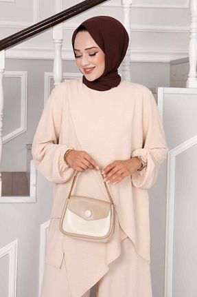 ست بالاتنه و پائین تنه بژ زنانه بافت Genel Markalar - کد 903218287
