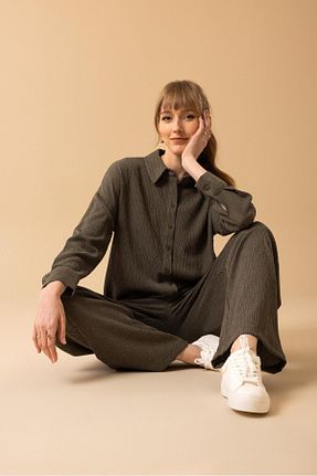 ست بالاتنه و پائین تنه خاکی زنانه valena - کد 903219624