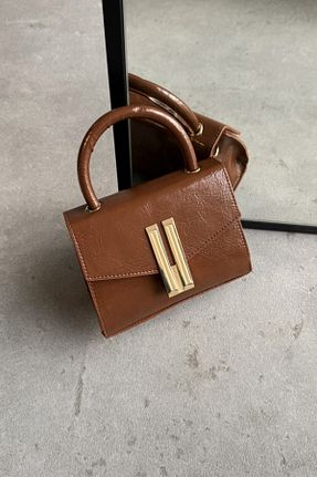 کیف دوشی قهوه ای زنانه چرم مصنوعی leonas - کد 903228492