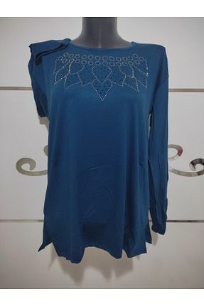 بلوز سرمه ای زنانه طرح دار Nacar - کد 289351914
