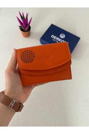 کیف پول نارنجی زنانه چرم خالص Derkon - کد 903322250