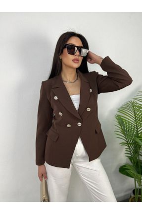 کت بلیزر قهوه ای زنانه کرپ Göker Life - کد 903325651