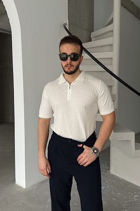 پولوشرت سفید مردانه تریکو Livio Ferri - کد 904454095