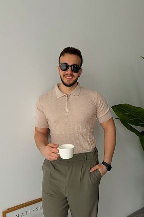 پولوشرت بژ مردانه تریکو Livio Ferri - کد 903636722