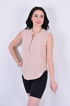 بلوز بژ زنانه یقه قاضی OTEXSA - کد 903421110