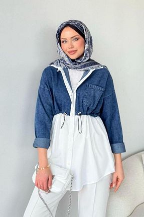 تونیک حجاب آبی زنانه بافتنی Şulemoda Giyim - کد 903471706
