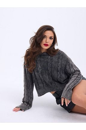 پلیور طوسی زنانه Saç Örgü Vogueway - کد 931018390