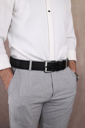 کمربند مشکی مردانه چرم خالص Walkenzo - کد 903529772