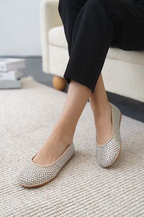 بابت بژ زنانه چرم مصنوعی Cananın Pabuçları - کد 903527743