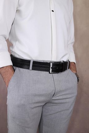 کمربند مشکی مردانه چرم خالص Walkenzo - کد 903529792