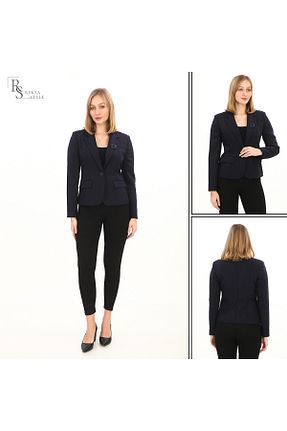 کت بلیزر سرمه ای زنانه بافتنی reksastyle - کد 903567185