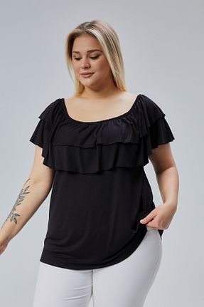 بلوز سایز بزرگ مشکی زنانه سایز بزرگ Curvy Trend - کد 903569949