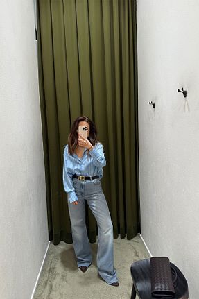 شلوار جین متالیک زنانه فاق بلند Özge Özgenç - کد 903611448