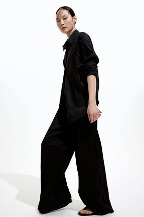 شلوار مشکی زنانه کتان H&M - کد 903627457