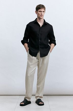 پیراهن مشکی مردانه یقه پیراهنی H&M - کد 903628247